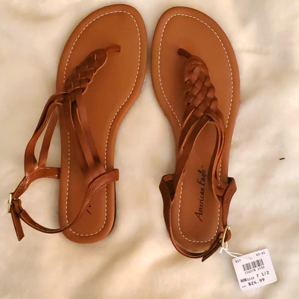 American Eagle brown braided sandals